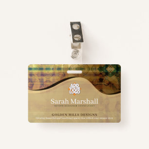 Golden Rolling Hills Name Tag ID Badge
