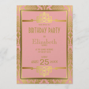 Golden Romance 1920s Art Deco Birthday Invitation