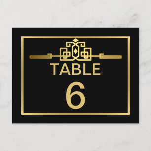 Golden Romance Art Deco Table Number Card