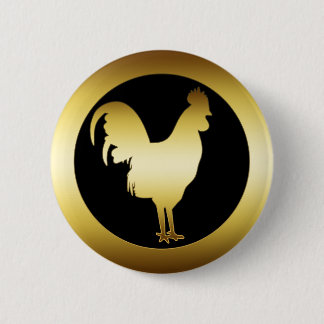 GOLDEN ROOSTER 6 CM ROUND BADGE