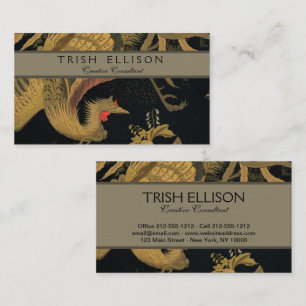 Golden Rooster Bird Japanese Classic Antique Business Card