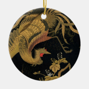 Golden Rooster Bird Japanese Classic Antique Ceramic Tree Decoration