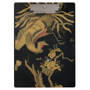 Golden Rooster Bird Japanese Classic Antique Clipboard