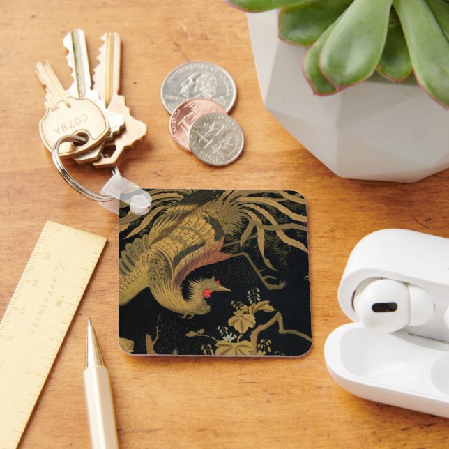 Golden Rooster Bird Japanese Classic Antique Key Ring (Desk)