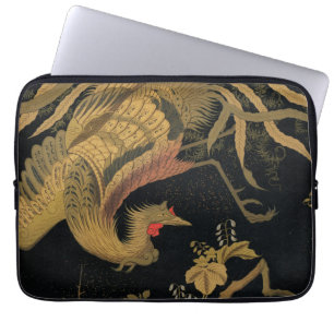 Golden Rooster Bird Japanese Classic Antique Laptop Sleeve