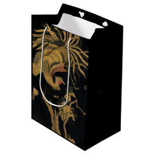 Golden Rooster Bird Japanese Classic Antique Medium Gift Bag