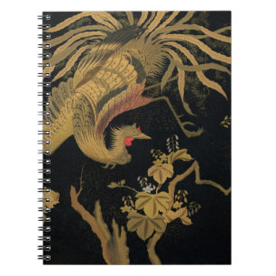 Golden Rooster Bird Japanese Classic Antique Notebook