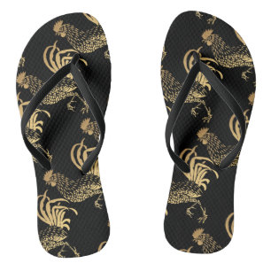 Golden Rooster Year 2017 Custom Black Flip Flop