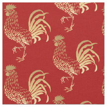 Golden Rooster Year Zodiac Birthday fabric