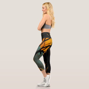 Golden Roots and Twilight Tree Capri Leggings