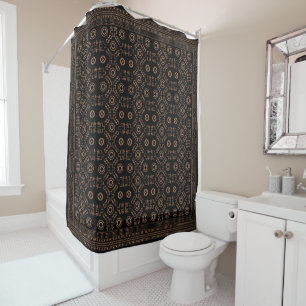 Golden Roots: Black & Tribal Moroccan Elegance Shower Curtain