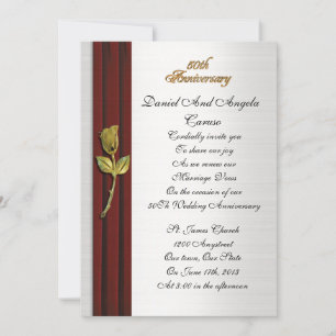 Golden rose, 50th Anniversary vow renewal Invitation