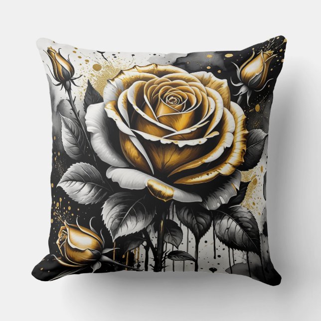 Golden Rose Abstract Cushion (Front)