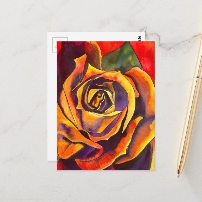 Golden Rose Art Postcard (Front/Back In Situ)