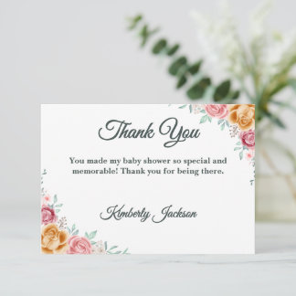 Golden Rose Baby Shower Thank You Card