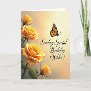 Golden Rose Birthday Card