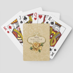 Golden Rose Damask 50th Wedding A Playing Cards