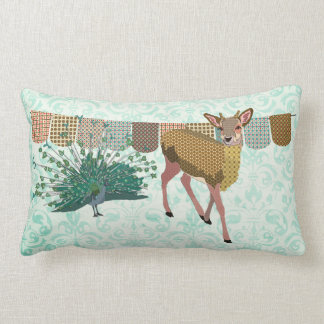 Golden Rose Deer & Peacock  Mojo Pillow
