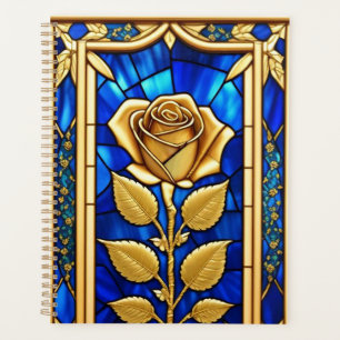 Golden Rose Design in Stained Glass Planner