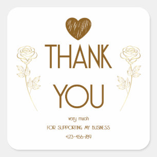 Golden Rose Elegance Business Thank You Sticker