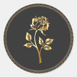 Golden Rose Elegance Classic Round Sticker