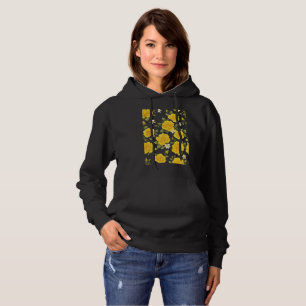 Golden Rose Elegance on Black Hoodie
