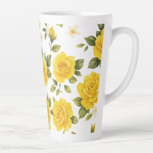 Golden Rose Elegance on Black Latte Mug