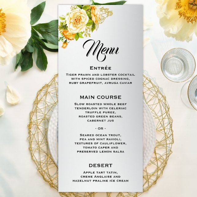 Golden Rose Elegance Silver Wedding  Menu (Creator Uploaded)