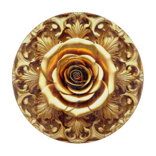 🌸 Golden Rose Frame Luxury Kitchen Style 🌸 Cutting Board