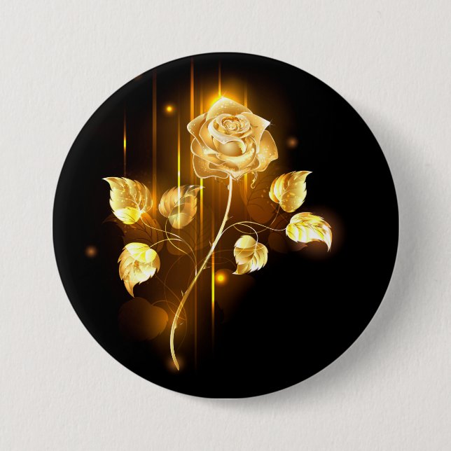 Golden rose ( gold rose ) 7.5 cm round badge (Front)