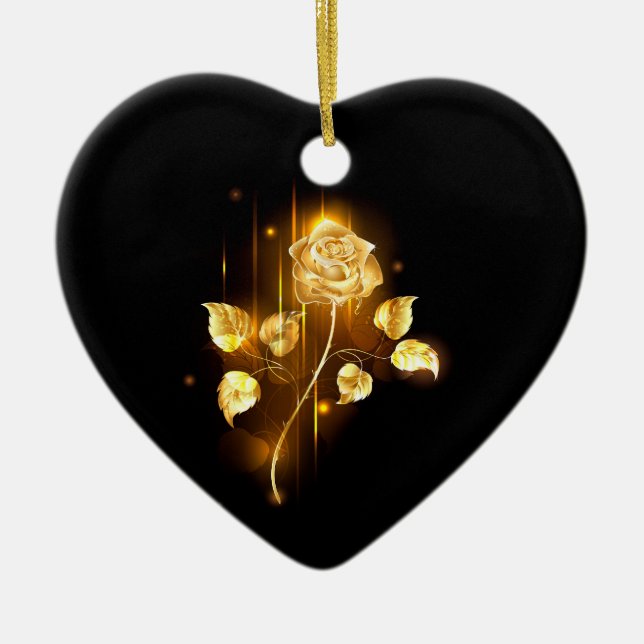 Golden rose ( gold rose ) ceramic tree decoration (Front)