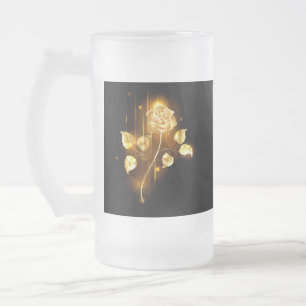 Golden rose ( gold rose ) frosted glass beer mug
