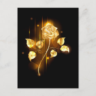 Golden rose ( gold rose ) holiday postcard