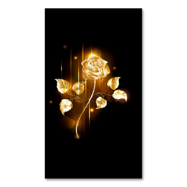 Golden rose ( gold rose ) magnetic business card (Front Vertical)
