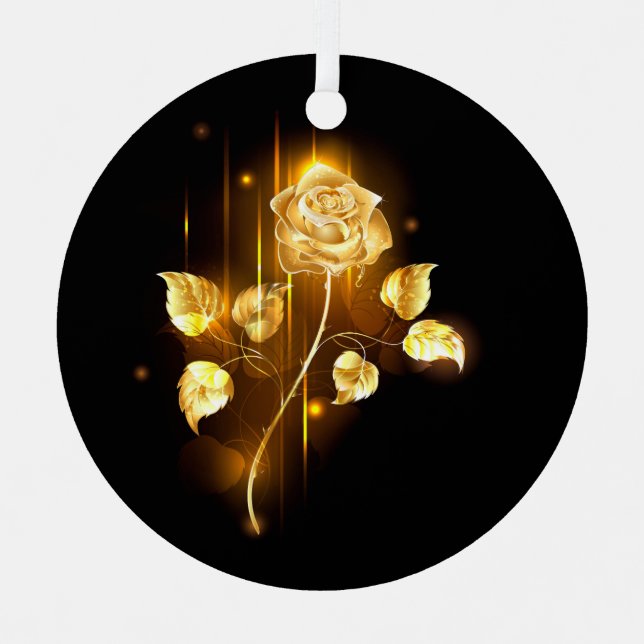 Golden rose ( gold rose ) metal tree decoration (Front)