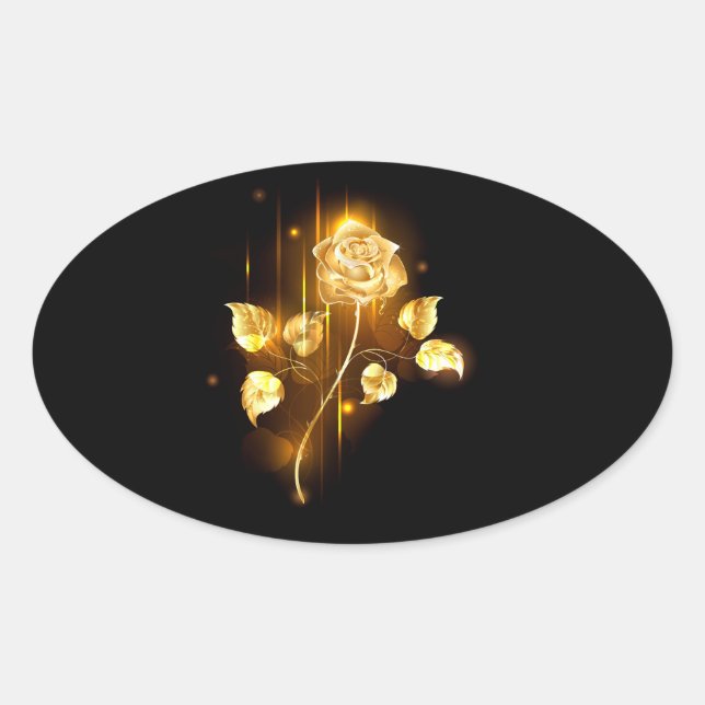 Golden rose ( gold rose ) oval sticker (Front)