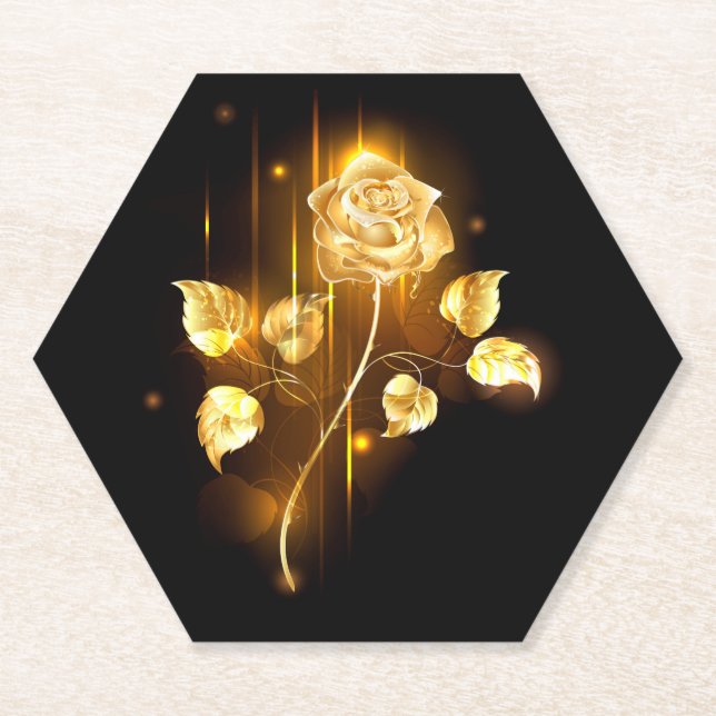 Golden rose ( gold rose ) paper coaster (Front)