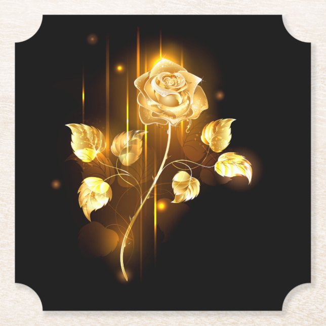 Golden rose ( gold rose ) paper coaster (Front)