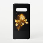 Golden rose ( gold rose ) samsung galaxy case<br><div class="desc">Glowing golden rose on a black background</div>