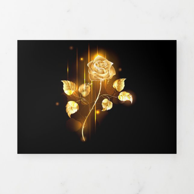 Golden rose ( gold rose ) Tri-Fold holiday card (Cover)