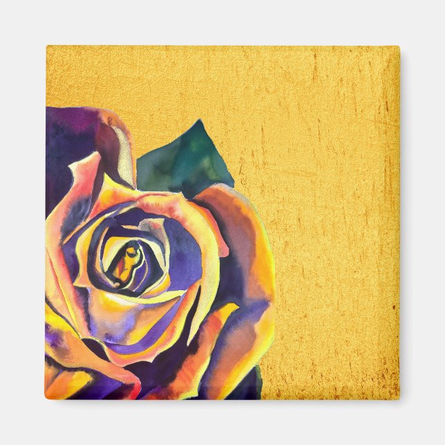 Golden Rose Gothic watercolor art Magnet (Front)
