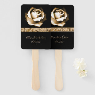 Golden Rose Hand Fan
