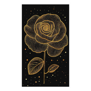 🌹 Golden Rose Line Art Sparkle Wall Print ✨