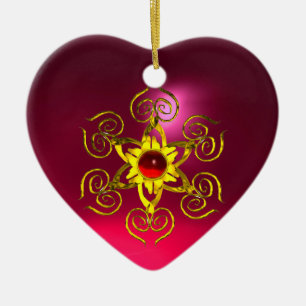 GOLDEN ROSE RUBY ,Purple Pink Ceramic Tree Decoration