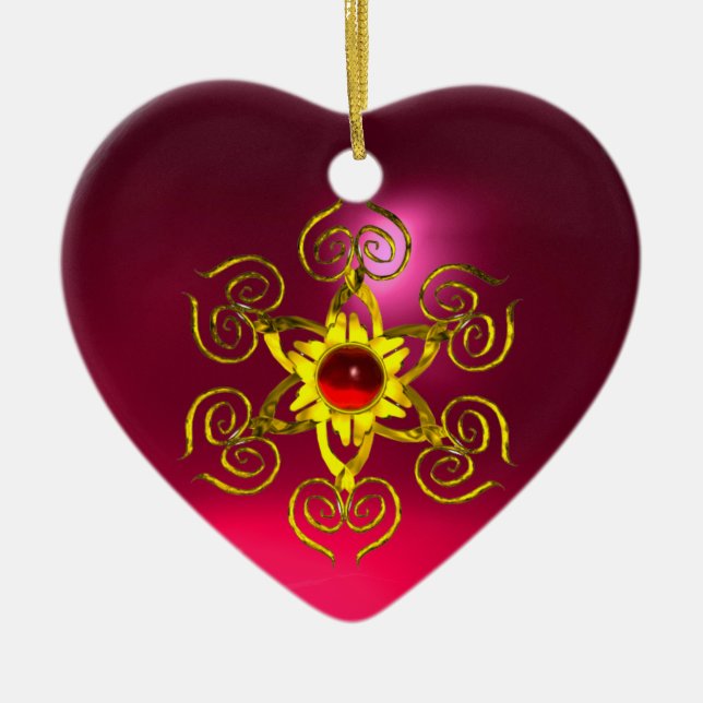 GOLDEN ROSE RUBY ,Purple Pink Ceramic Tree Decoration (Front)