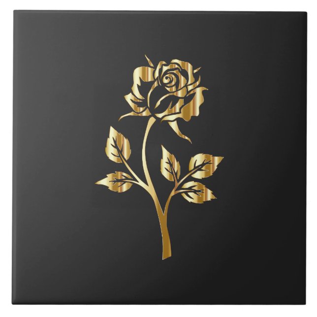 Golden Rose Silhouette Tile (Front)