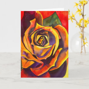 Golden Rose watercolor art Card