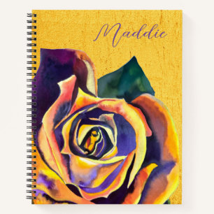 Golden Rose watercolor art Notebook