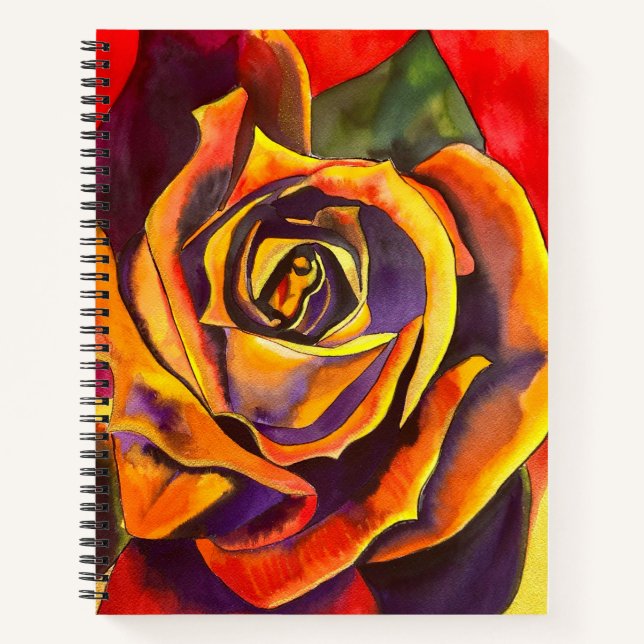Golden Rose watercolor art Notebook (Front)