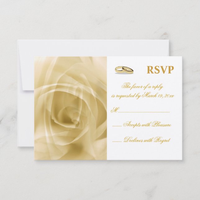 Golden Rose - Wedding RSVP Card (Front)